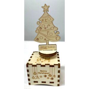 Handcrafted Wooden Christmas Tree Music Box 2022